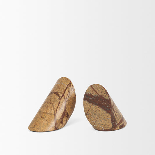 Brown Forest Marble Angled Bookends