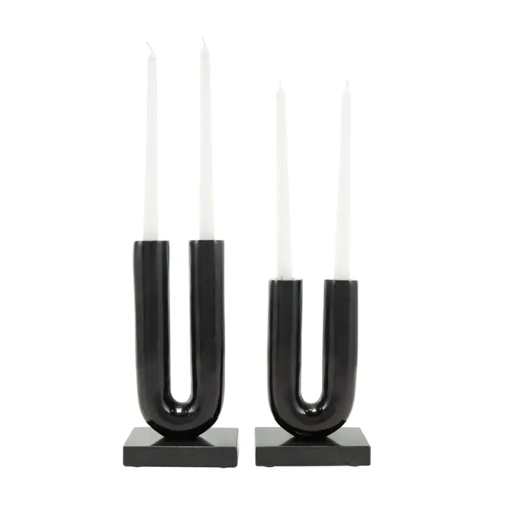 Glam Black Aluminum Metal Candle Holder