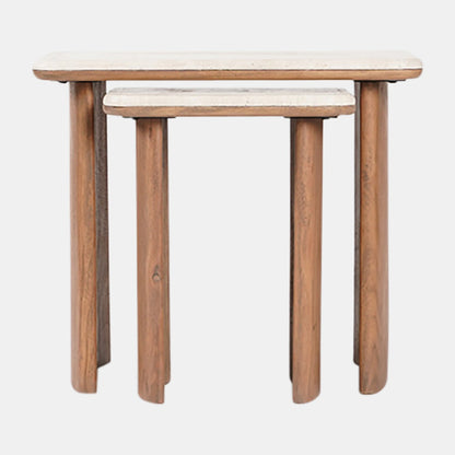 S/2 Nested Travertine Side Tables