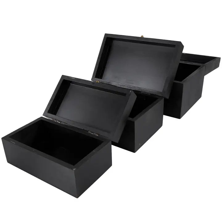 Modern Rectangle Black Wood Box Set