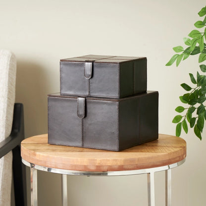 Modern Dark Brown Leather Box