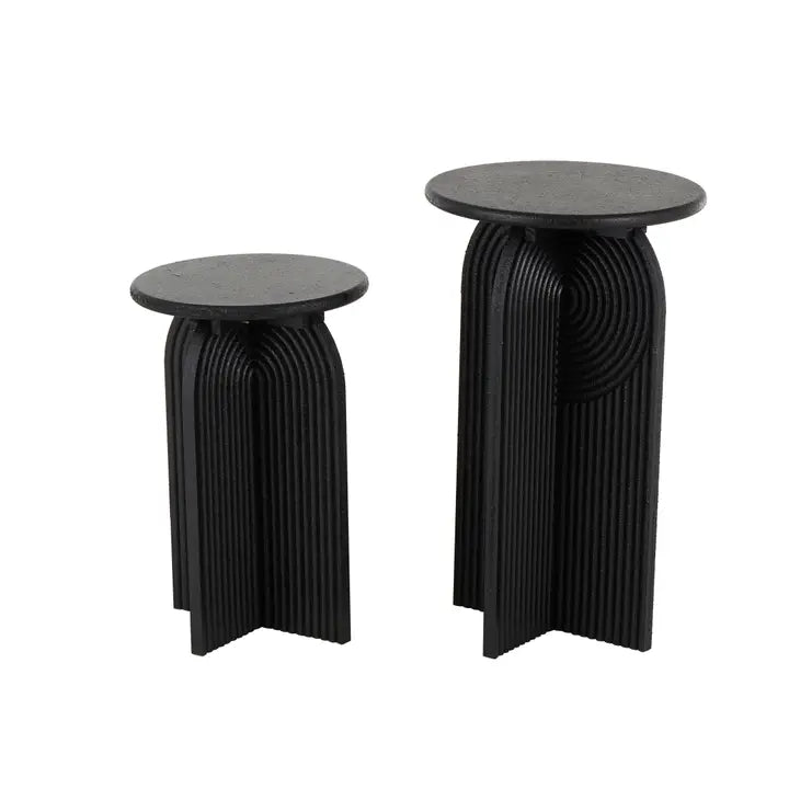 Modern Black Wood Accent Table Set