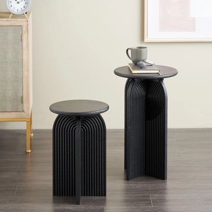 Modern Black Wood Accent Table Set