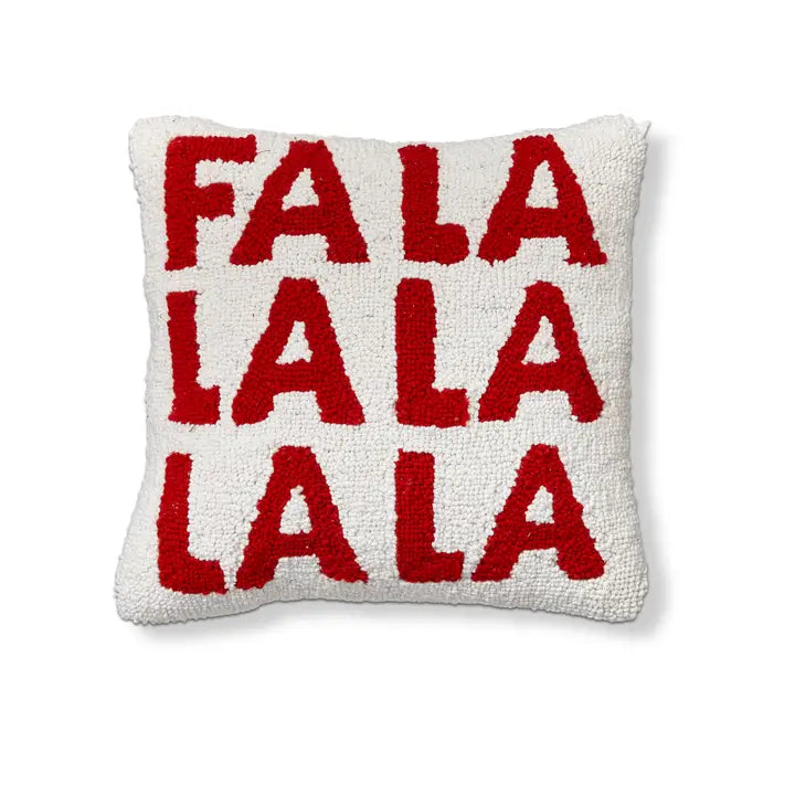 Red & White Fa La La La La Pillow