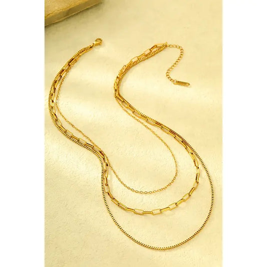 Stainless Steel Tarnish Free Layered Necklace- Gold