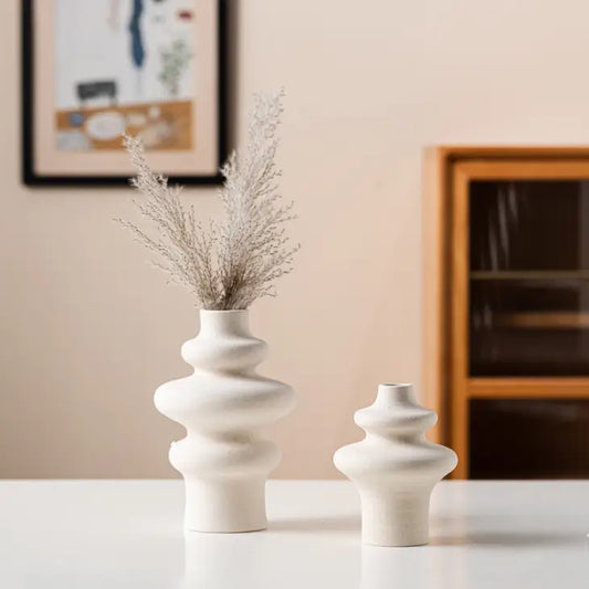S/2 Ceramic Pampas Vases