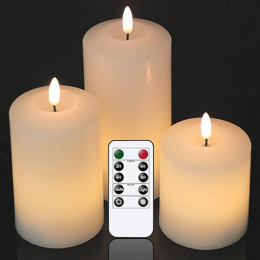 S/3 Flameless LED Pillar Candles