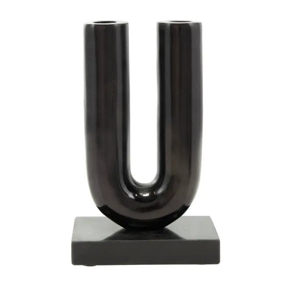 Glam Black Aluminum Metal Candle Holder