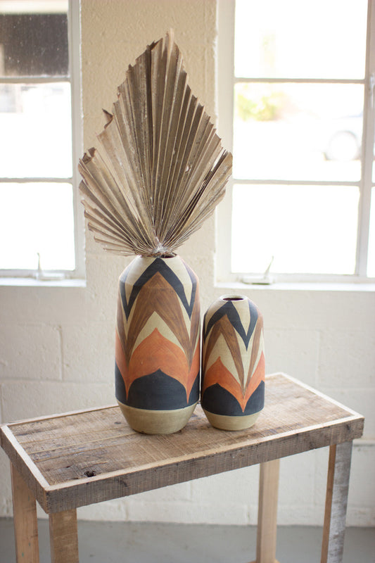 S/2 Hand Painted Ceramic Vases