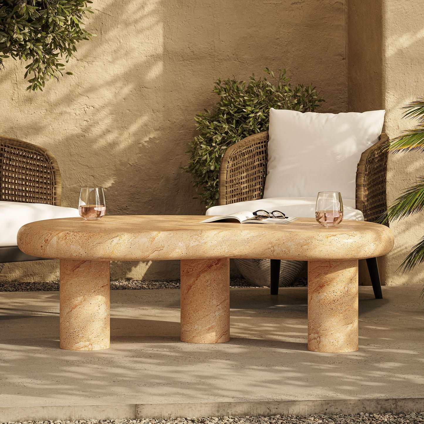 Textured Faux Travertine Outdoor Coffee