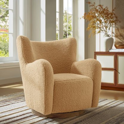 Wingback Sherpa Swivel Accent Chair