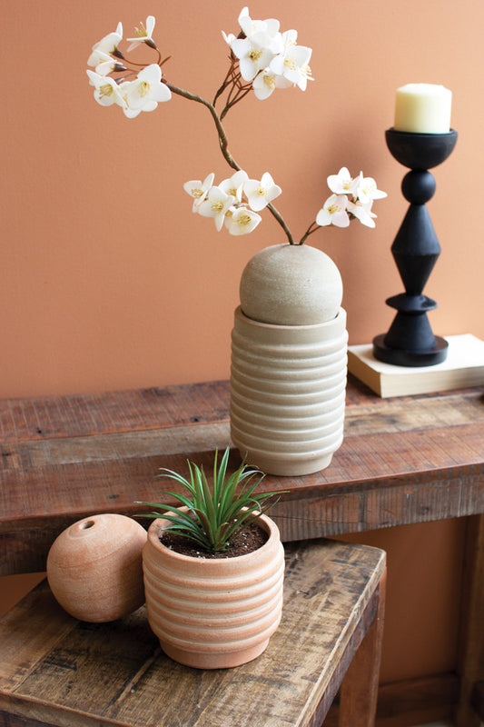 Ribbed Clay Vase Collection