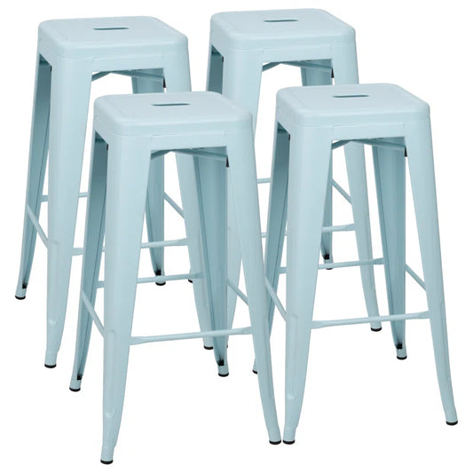 Blue Metal Framed Counter Stool