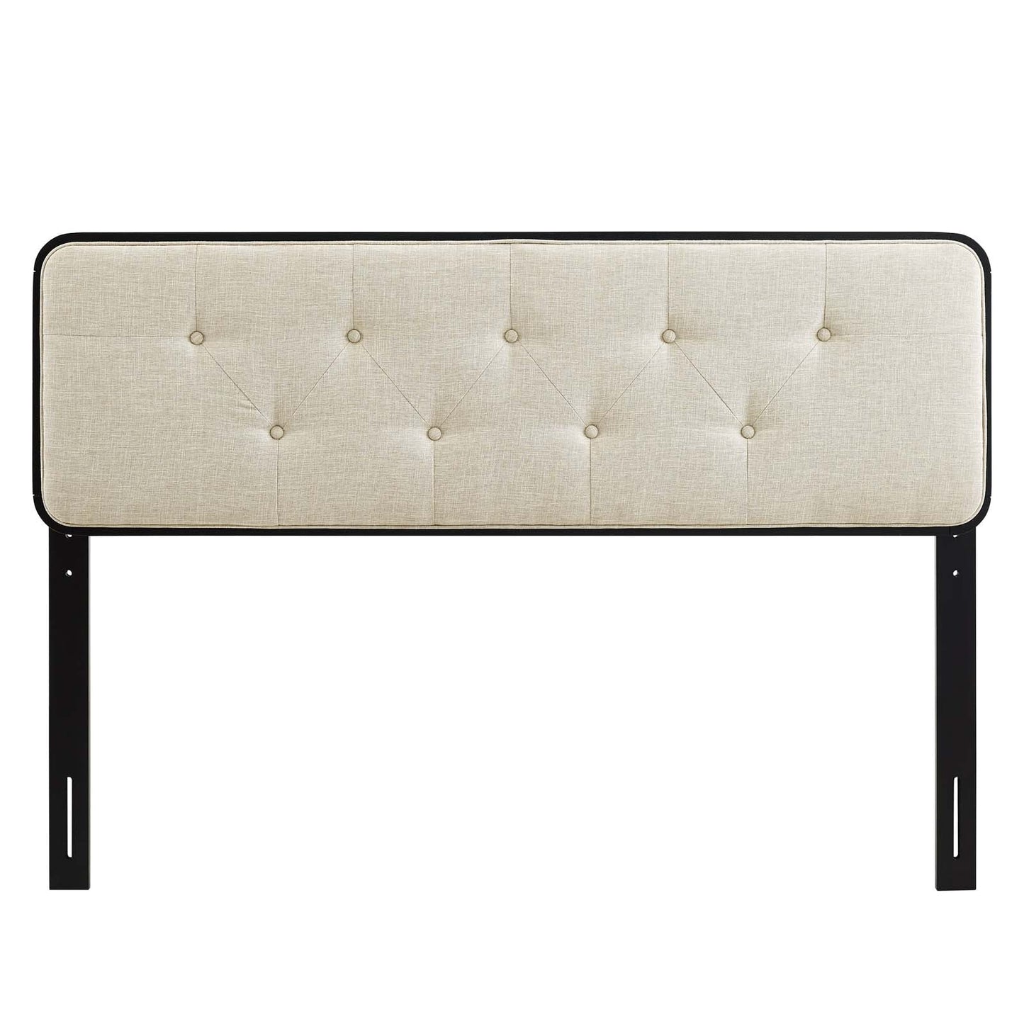 Collins Tufted Wood Headboard- Beige & Black