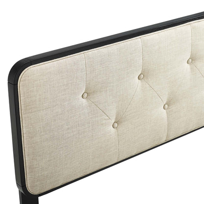 Collins Tufted Wood Headboard- Beige & Black