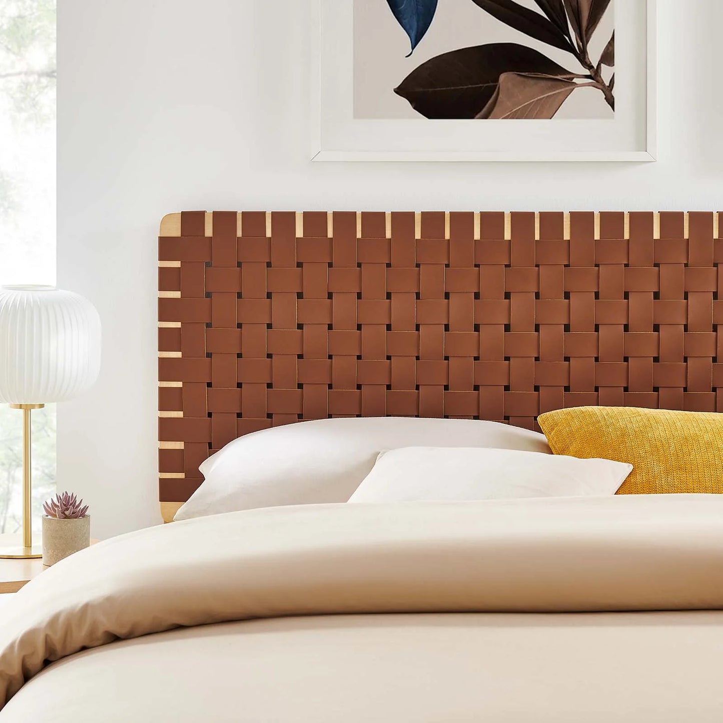 Casandra Leather Headboard- Cognac