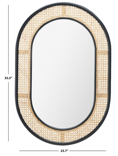 Black Rattan Mirror