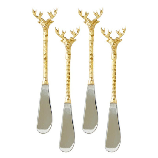 S/4 Gold Stag Appetizer Spreaders