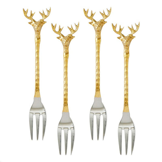 S/4 Gold Stag Appetizer Forks