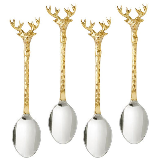 S/4 Gold Stag Appetizer Spoons