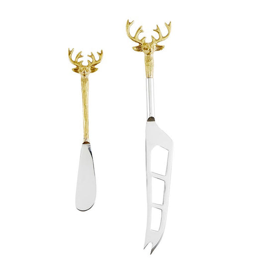 S/2 Gold Stag Cheese Knives