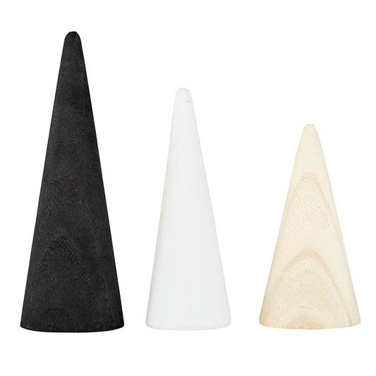 S/3 Mini Wood Cone Trees