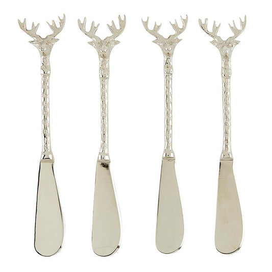 S/4 Silver Stag Appetizer Spreaders