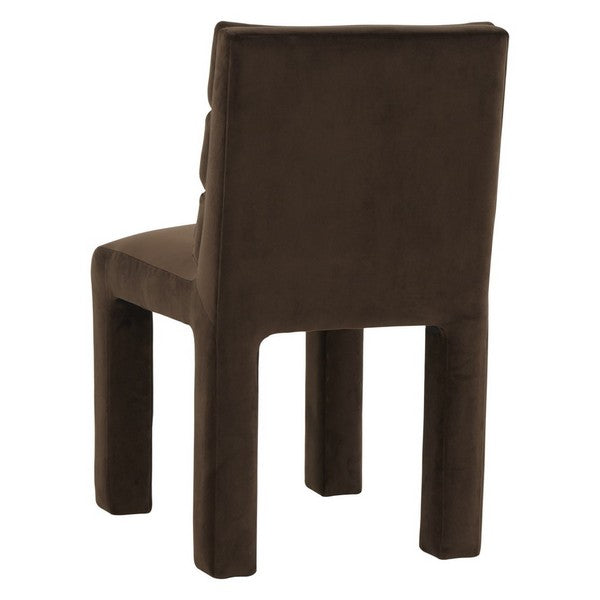 Chocolate Velvet Channeled Dining Chair