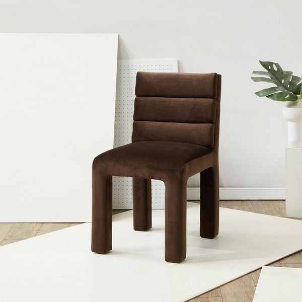 Chocolate Velvet Channeled Dining Chair