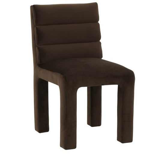 Chocolate Velvet Channeled Dining Chair