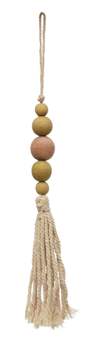 Wood Bead Ornament with Tassel