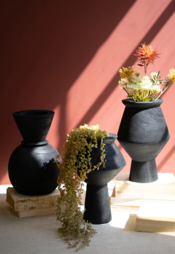 Black Wooden Vase