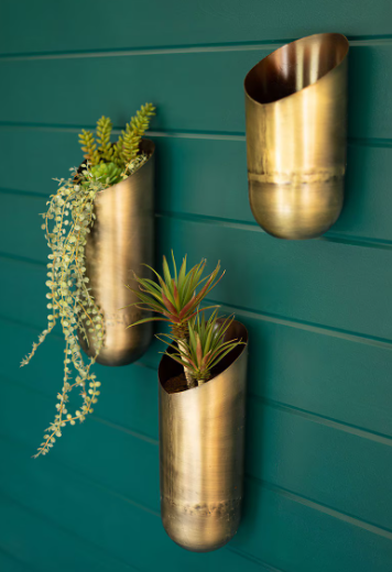 Antique Brass Wall Vases