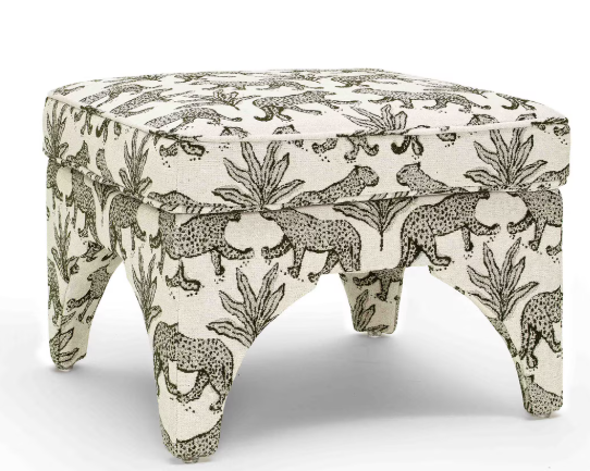 Taupe Leopard Jacquard Ottoman