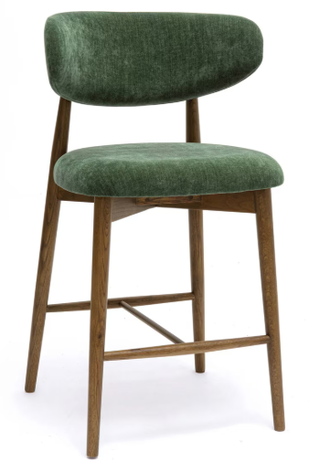 Forest Green Textured Velvet Counter Stool