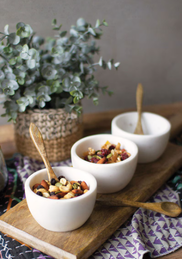 White Stone Serving Bowl Set