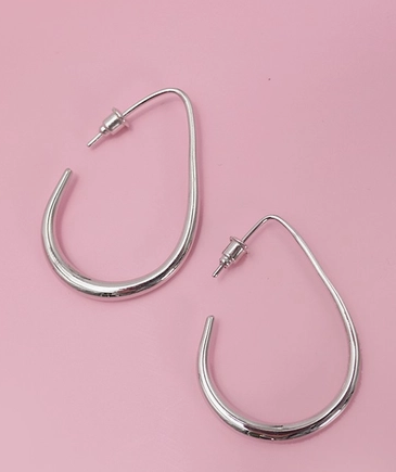 Stainless Steel Waterproof Tarnish Free Hoops- Silver