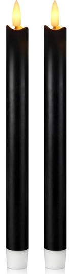 S/2 Black Flameless LED Candlesticks