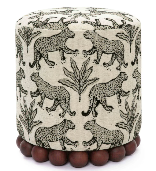 Leopard Jacquard Ottoman