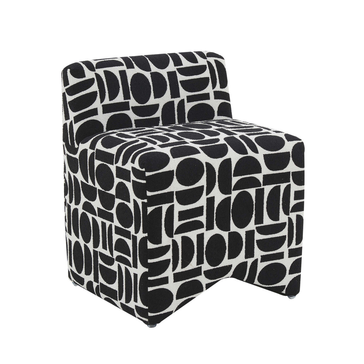 Pippa Black Geometric Jacquard Weave Stool