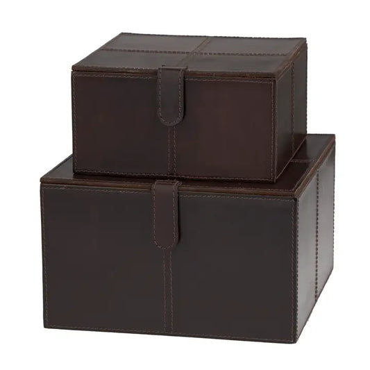 Modern Dark Brown Leather Box