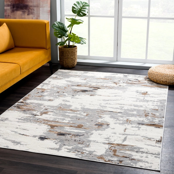 Contemporary Grey Paint Strokes Rug