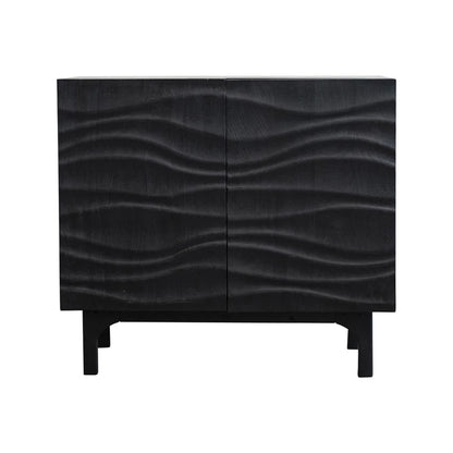 Carved Black Wood Cabinet