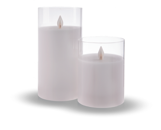 S/2 Flameless LED Candle in Clear Glass