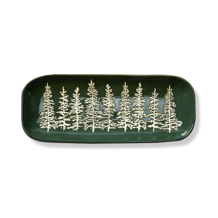 Green Wilde Pine Tree Rectangle Serving Platter