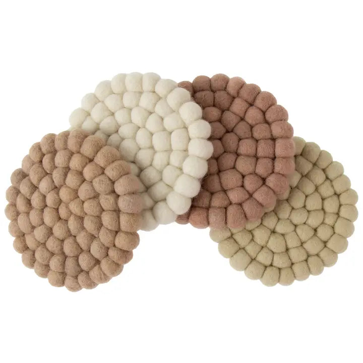 S/4 Rose Quartz Tonal Felt Ball Coasters