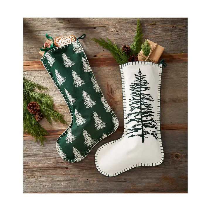 Green Wilde Pine Tree Christmas Stocking