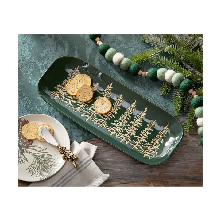 Green Wilde Pine Tree Rectangle Serving Platter