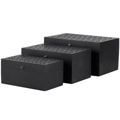 Modern Rectangle Black Wood Box Set