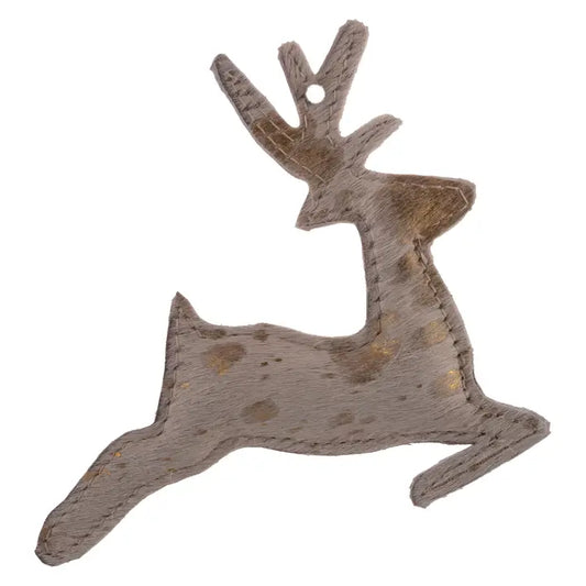 Leather Leaping Deer Ornament